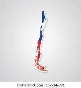 Sticker in form of Chile map in flat style. Vector Illustration Eps10.