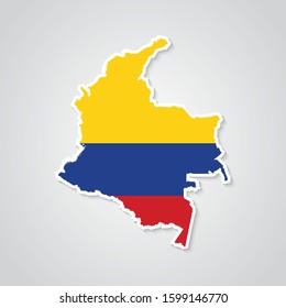 Sticker in form of Colombia map in flat style. Vector Illustration Eps10.