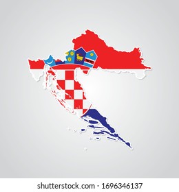Sticker in form of Croatia map in flat style. Vector Illustration Eps10.
