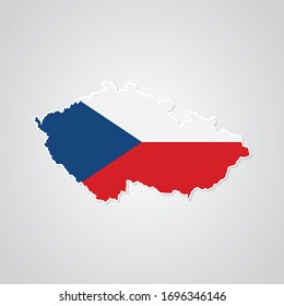 Pegatina en forma de mapa de la República Checa en estilo plano. Ilustración vectorial Eps10.
