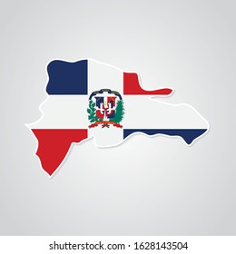 Sticker in form of Dominican Republic map in flat style. Vector Illustration Eps10.