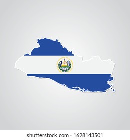 Sticker in form of El Salvador map in flat style. Vector Illustration Eps10.