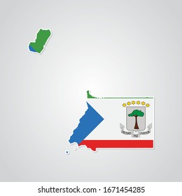 Sticker in form of Equatorial Guinea map in flat style. Vector Illustration Eps10.