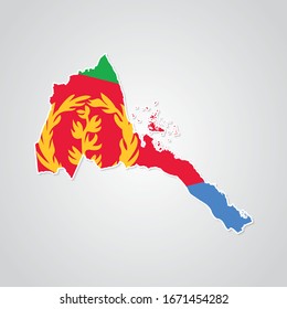 Sticker in form of Eritrea map in flat style. Vector Illustration Eps10.
