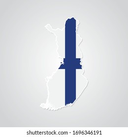 Sticker in form of Finland map in flat style. Vector Illustration Eps10.