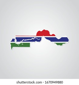 Sticker in form of Gambia map in flat style. Vector Illustration Eps10.