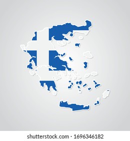 Sticker in form of Greece map in flat style. Vector Illustration Eps10.