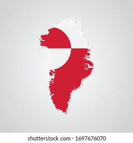 Sticker in form of Greenland map in flat style. Vector Illustration Eps10.