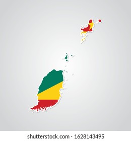 Sticker in form of Grenada map in flat style. Vector Illustration Eps10.