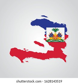 Sticker in form of Haiti map in flat style. Vector Illustration Eps10.