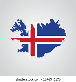 Sticker in form of Iceland map in flat style. Vector Illustration Eps10.