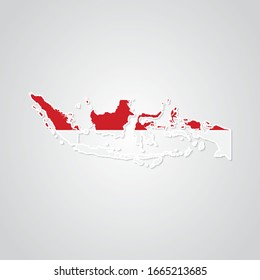 Sticker in form of Indonesia map in flat style. Vector Illustration Eps10.