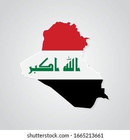 Pegatina en forma de mapa de Iraq en estilo plano. Ilustración vectorial Eps10.