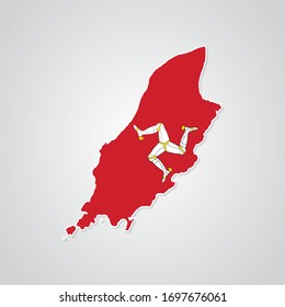 Sticker in form of Isle of Man map in flat style. Vector Illustration Eps10.