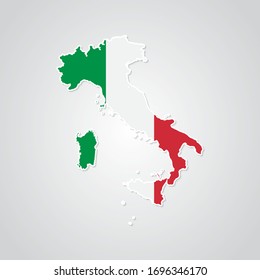 Sticker in form of Italy map in flat style. Vector Illustration Eps10.