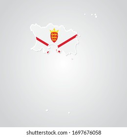 Pegatina en forma de mapa de Jersey en estilo plano. Ilustración vectorial Eps10.