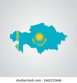 Sticker in form of Kazakhstan map in flat style. Vector Illustration Eps10.