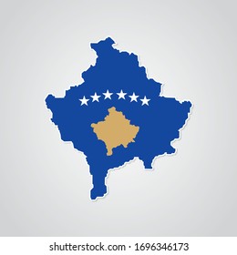 Sticker in form of Kosovo map in flat style. Vector Illustration Eps10.