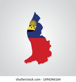 Sticker in form of Liechtenstein map in flat style. Vector Illustration Eps10.