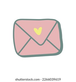 Sticker in the form love letter. Illustration of romantic stickers in flat minimalism style. Clipart. Vector illustration