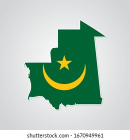 Sticker in form of Mauritania map in flat style. Vector Illustration Eps10.