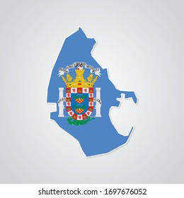 Sticker in form of Melilla map in flat style. Vector Illustration Eps10.