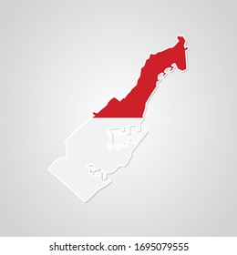 Sticker in form of Monaco map in flat style. Vector Illustration Eps10.