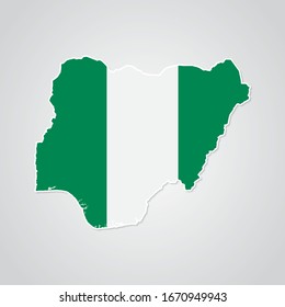 Sticker in form of Nigeria map in flat style. Vector Illustration Eps10.
