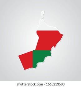 Sticker in form of Oman map in flat style. Vector Illustration Eps10.
