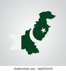 Pegatina en forma de mapa de Pakistán en estilo plano. Ilustración vectorial Eps10.