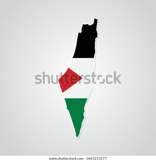 Sticker Form Palestine Map Flat Style Stock Vector (Royalty Free ...