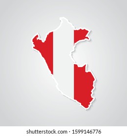 Sticker in form of Peru map in flat style. Vector Illustration Eps10.
