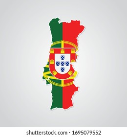 Sticker in form of Portugal map in flat style. Vector Illustration Eps10.