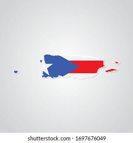 Sticker in form of Puerto Rico map in flat style. Vector Illustration Eps10.