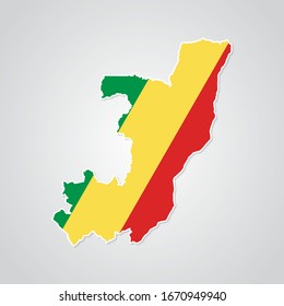 Pegatina en forma de mapa de la República del Congo en estilo plano. Ilustración vectorial Eps10.