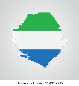 Sticker in form of Sierra Leone map in flat style. Vector Illustration Eps10.
