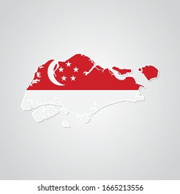 Sticker in form of Singapore map in flat style. Vector Illustration Eps10.