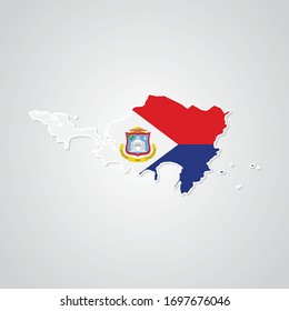 Sticker in form of Sint Maarten map in flat style. Vector Illustration Eps10.