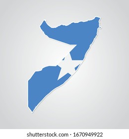 Pegatina en forma de mapa de Somalia en estilo plano. Ilustración vectorial Eps10.