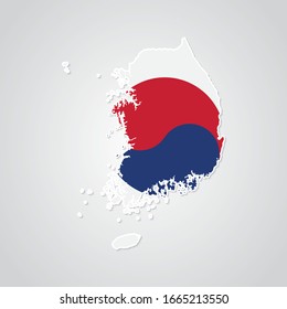 Sticker in form of South Korea map in flat style. Vector Illustration Eps10.