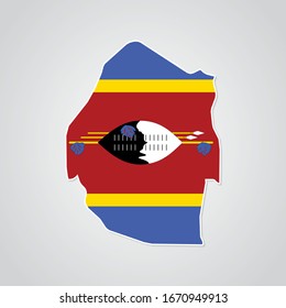 Sticker in form of Swaziland map in flat style. Vector Illustration Eps10.