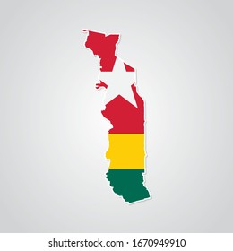 Sticker in form of Togo map in flat style. Vector Illustration Eps10.