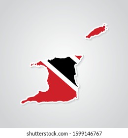 Sticker in form of Trinidad and Tobago map in flat style. Vector Illustration Eps10.
