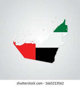 Sticker in form of United Arab Emirates map in flat style. Vector Illustration Eps10.