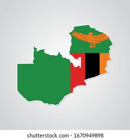 Sticker in form of Zambia map in flat style. Vector Illustration Eps10.
