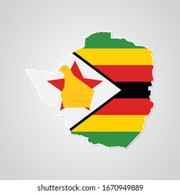 Sticker in form of Zimbabwe map in flat style. Vector Illustration Eps10.