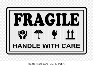 sticker fragile handle with care, package sign icon ,vector illustration
