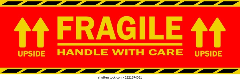 sticker fragile handle with care, red fragile warning label, fragile label vector icon