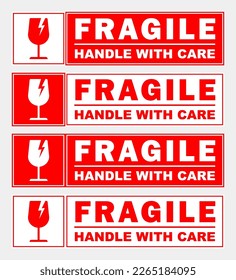 sticker fragile handle with care red and white printable sign symbol for delivery package simple