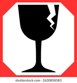 Sticker fragile handle with care, red fragile warning label, fragile label with broken glass symbol. ( original illustration, not AI generated )